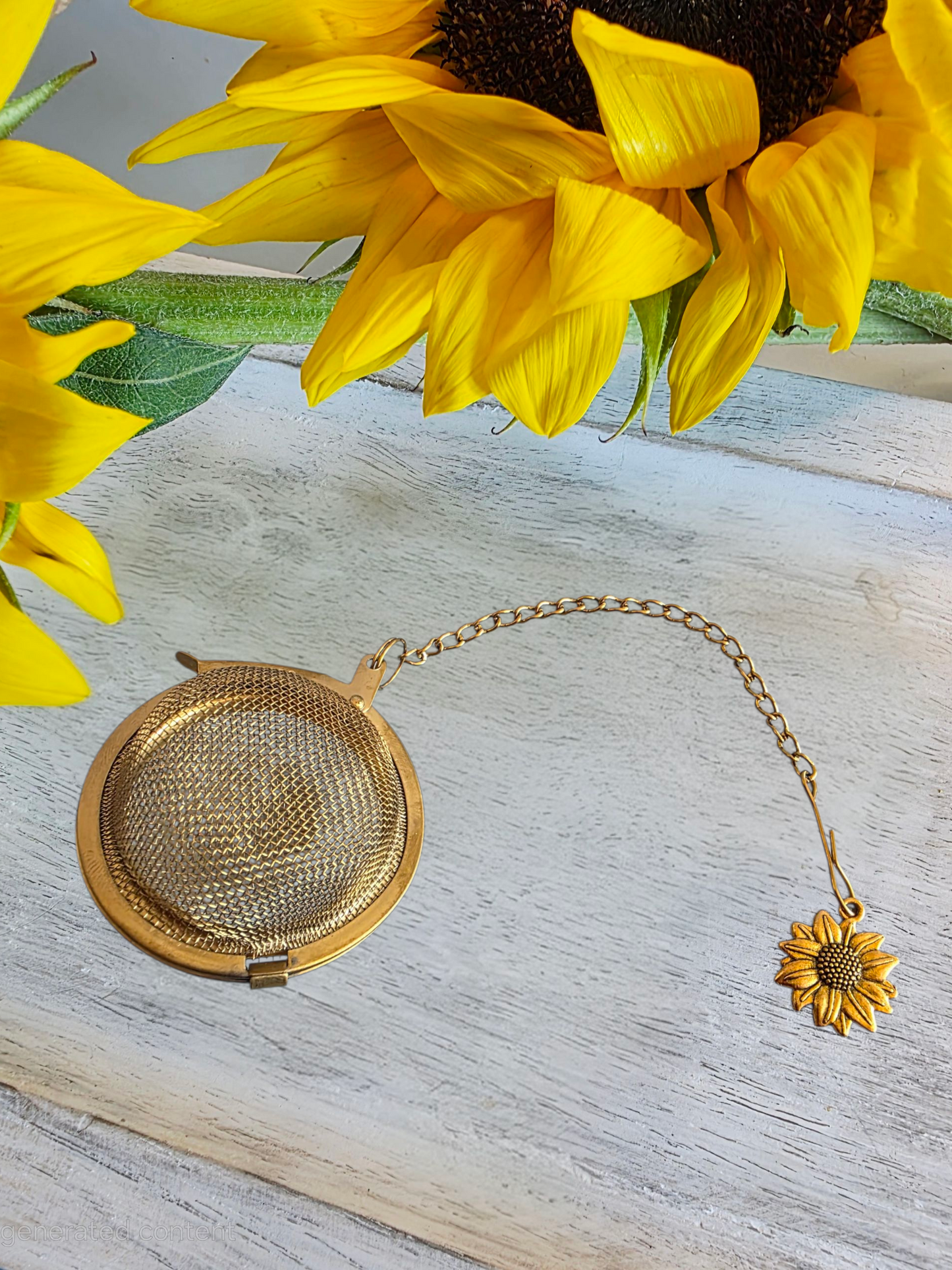 Sunflower Inspired Gold Color Tea Strainer – Loose Leaf Infuser