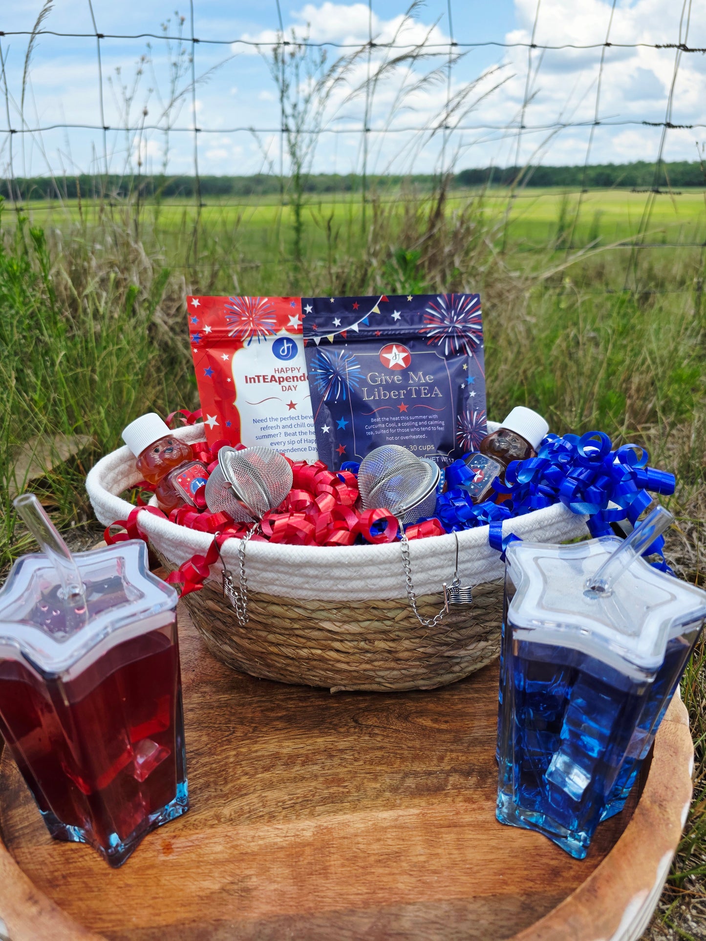 Celebrate in Red, White, and Brew – Patriotic Tea Basket Gift Set