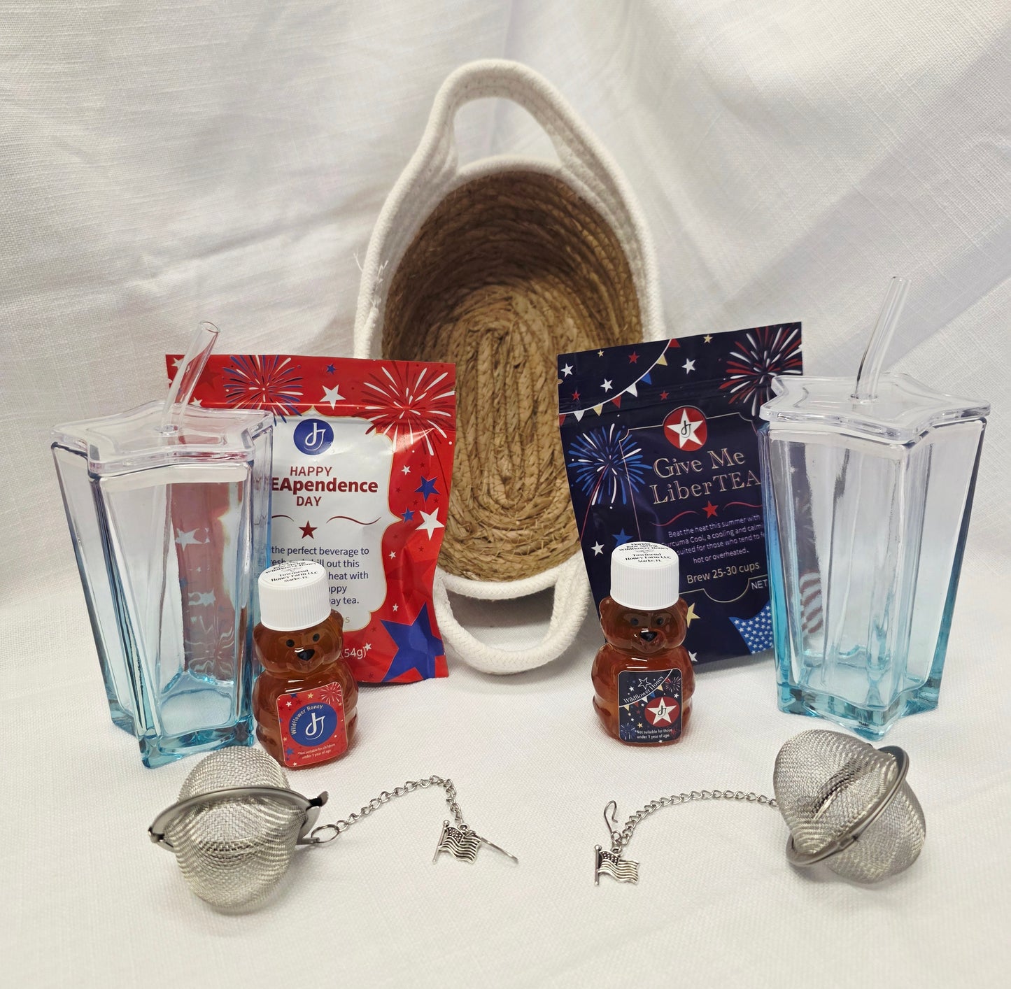 Celebrate in Red, White, and Brew – Patriotic Tea Basket Gift Set