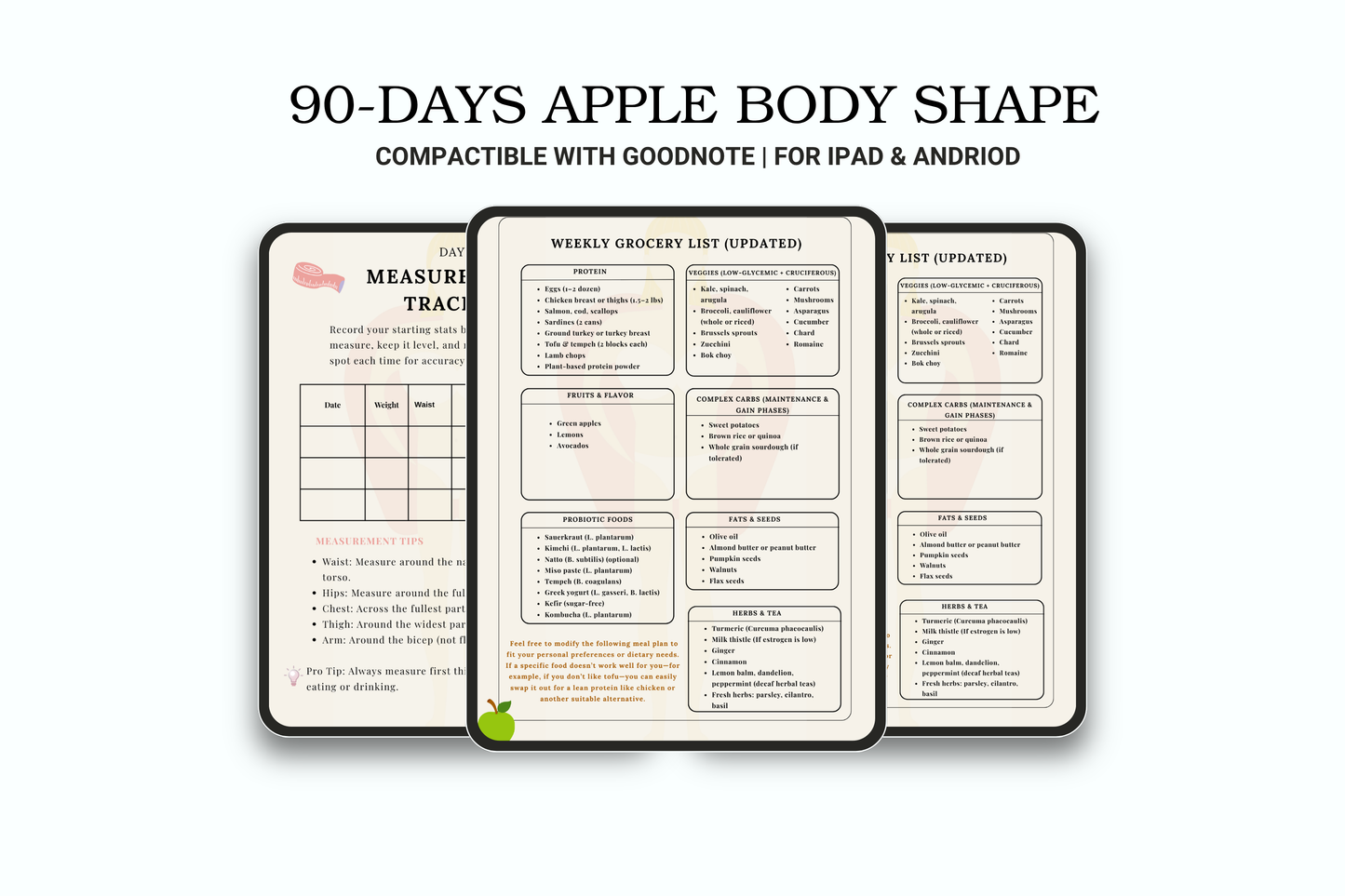 Apple Body Shape 90-Day Planner | Weight Loss & Wellness Guide