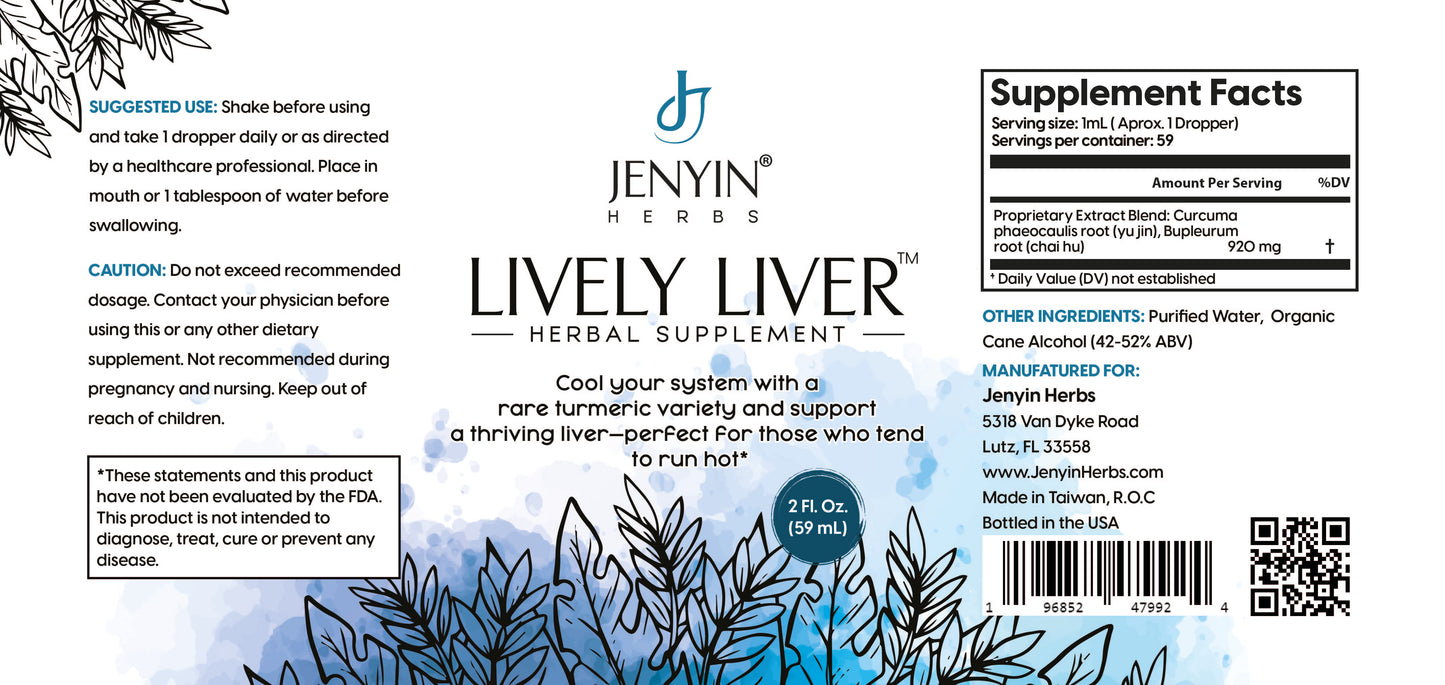 LIVELY LIVER™-A Powerful Turmeric-Herbal Tincture with Cooling Herbs