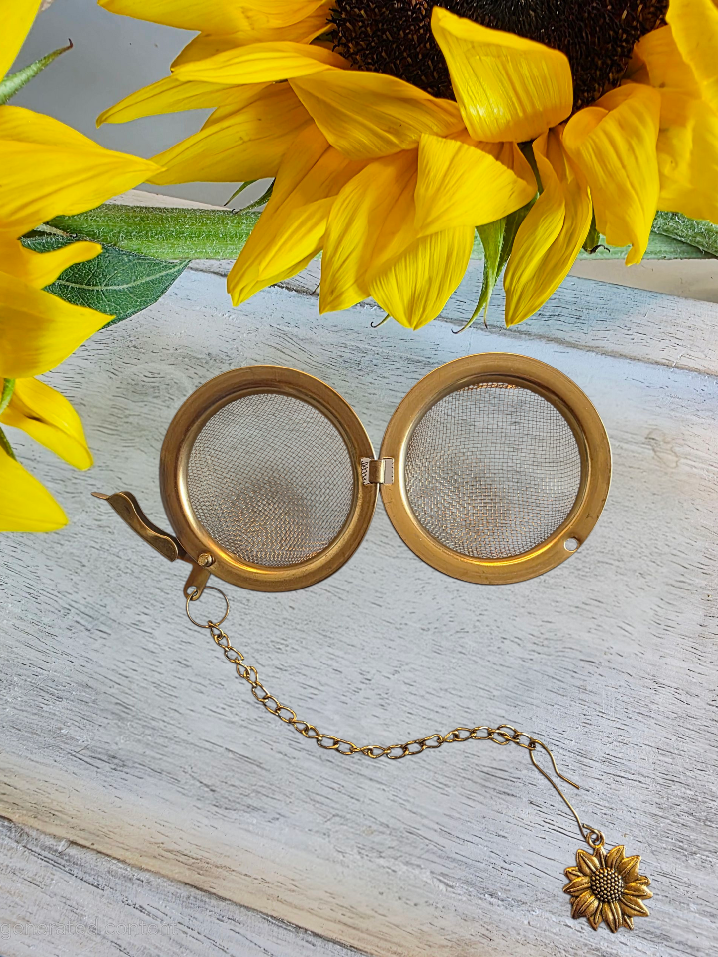 Sunflower Inspired Gold Color Tea Strainer – Loose Leaf Infuser