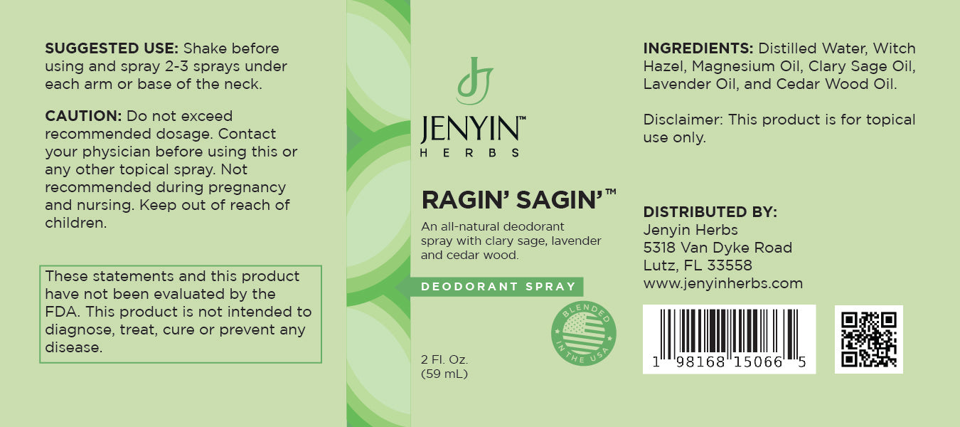 Ragin' Sagin'™-All Natural Deodorant Spray with Clary Sage and Magnesium Oil